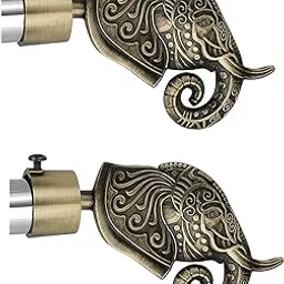 Arena Stainless Steel Curtain Bracket Set, Elephant Designed 1 Inch Parda Holder, Antique Finish Finials, Curtain Rod Holder Set for Doors & Windows, 2 Pcs Knobs | Stander-image-21