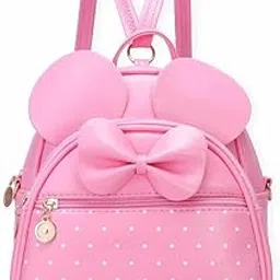 TUGUD Girl and Women Pink Color Mini Backpack cum Side Sling Bag for School, College, Office etc. 5 L Backpack (bag59)-image-3