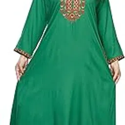 sanaa Women's Full Length Elegant Embroidered Rayon Nighty with Pockets-picture-44