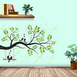 Graphics Decor | Love Birds with Green Leaf Tree Wall Sticker-picture-34