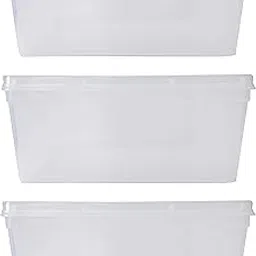 Feliz Clear Plastic Extra Large Storage Boxes Set of 3 (Transparent, Size 15x10x7 inches - Fully Detachable lid), Rectangular-picture-16