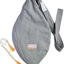 MAYAPURI Pure Cotton Original Gomukhi Japa Mala Bag or Bead Bag, Double Stitched Chanting Bag with Double Zipper Pocket and Sakshi Mala Counter (Rhino Grey)-image-83