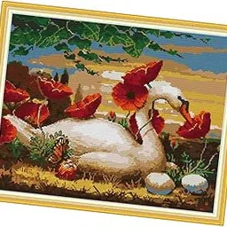 ARTISOUL® Stitch Kits Swan Pattern Needlepoint Handicrafts for Adults Wall Decor | Needlecrafts & Yarn | Embroidery & Cross Stitch | Hand Embroidery Kits | Cross Stitch Kits-image-14