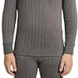 Lux Cozi HEATEK Boy's Charcoal Melange Round Neck Full Sleeves Thermal Top and Bottom Set | Thermal Set for Kids | Style - 333-picture-21