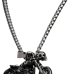 ALPHA Anti Tarnish Stainless Steel Bare Bones Bike Locket Neck Chain for Men | Stylish Pendant Necklace | Jewellery Accessories for Boys | Minimal Jewelry | Gifts for Boyfriend & Husband-image-1