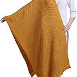 vesture Women's Designer Knitted Woolen Stole (Yellow Gold)-picture-11