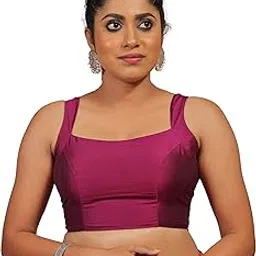 tanjinas Women's Art Silk - Purple - Smart & Stylish Wear - Sleeveless - Square Neck Readymade Designer Blouse -(TBNRPL0219)-picture-16
