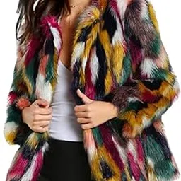 gihuo Women’s Multicolor Faux Fur Coat Winter Warm Gradient Color Outwear Jacket, Multicolor, X-Large-picture-42