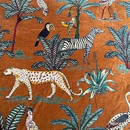 Premium Velvet Fabric with Floral Print | Soft & Rich Upholstery Clothing Material | 56 Inches Wide Sold by The Meter (Orange, 1 Meter)-image-59