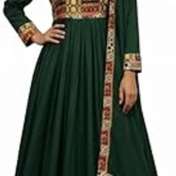 sylora Women's Festive Anarkali Dress with Dupatta – Dark Green | Ethnic Wear for Weddings & Celebrations and Party-picture-30