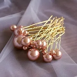 Ashkash 9 Pieces Wedding Faux Pearl Hair Pins, Bridal Rhinestone Pearl Hair U Shaped Bobby Pins for Women Hair Accessories - Golden-picture-52