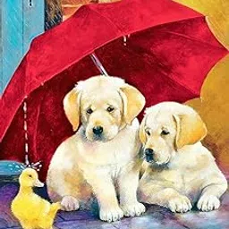 Stalente Diamond Painting Kits for Adults, Diamond Painting Dog, Diamond Art Animal, DIY 5D Round Full Drill Diamond Art Dog and Duck Craft for Home Decor 13.7X17.7in, Umbrella-picture-15
