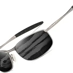 aevogue Polarized Sunglasses For Men Rectangle Metal Frame Retro Sun Glasses AE0535 (Gray&Black, 59)-picture-28