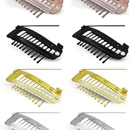 sanas Hair Extension Clips For Women 8 Pcs Dupatta Clips For Brides (10 Teeth) Dupatta Safety Pins For Women Saree Pallu Pin For Head Bridal Dupatta Setting Clip Safety Hijab Hair Pins 8 Pcs (Multicolor)-picture-50