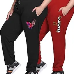 elite soul Womens Cotton Track Pants (Pack of 2) | Graphic Print Plus Size Bottomwear | Regular Fit for Casuals, Gym & Travel| XL, 2XL, 3XL, 4XL, 5XL-picture-28