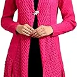 pipasa Women Woollen Buttoned Collar Neck Printed Stylish Party Winter Wear Coat Cardigan-picture-12