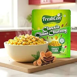 Freshcon Cooked Sweetcorn – Classic Chaat Chutney Flavor | Ready to Eat | 2 Packs | Indian Street-Style Corn Snack | Tangy & Spicy | No Preservatives-image-66