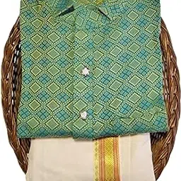 voniry Men's Traditional Kurta with Dhoti Set, Geometric Pattern-picture-18