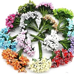 Excellentcrafts Artificial Pollen Flowers for Tiara Making & Jewelry Making Pack of 144 Pollen Multi/Mix Colour (12 Bunch of 12 Pollen Each)-picture-22