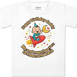 ARVESA Happy Birthday Daddy TS-1844 Dad Birthday Baby Tshirt for Kids Boys & Girls Half Sleeves Round Neck Clothes Tshirt for Kids Boys 1 Months to 6 Years Dress-image-66