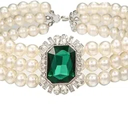shining diva fashion Latest Stylish Emerald Pearl Choker Necklace for Women and Girls (15873np)-picture-29
