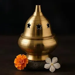 Puyangam Brass Akhand Diya Apple Shaped with Star Holes | Gift and Housewarming | Puja and Diwali-picture-29