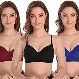 keoti New Women's Cotton Blend ASSRTD Multicolor Full Coverage Padded Bra - Pack of 3-picture-15