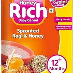 Manna Baby Cereal. No added sugar, baby food safe for 6 - 24 months, BIS Approved cereal based complimentary food, sprouted millets & pulses for easy digestion. Allergen Free. Sprouted Ragi & Honey 200g-picture-30