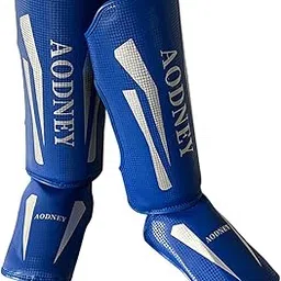 CALANDIS Muay Thai Kickboxing Shin Guards Shin Instep Pads for Grappling Sanda Karate Blue M | Shin Guards | Protective Gear-picture-15