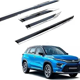 AutoMoto Full Black Color Side Door Beading Door Cladding Protector Black with Chrome for Toyota Hyryder All Model - Set of 4-picture-14