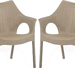 Supreme chairs Cambridge Heavy Plastic Chair | Oversized Arm Chair for Garden and Outdoor | 250Kg Weight Bearing Capacity | 6 Months Warranty (Dark Beige) | Set of 2 Chairs-picture-25
