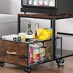 58170 Classic Stand for Fridge with Storage,Mobile Mini Fridge Stand for Coffee Bar Dorm Fridge Cart for Compact Refrigerator Mini Fridge Organizer with Wheels Drawer Basket-image-65