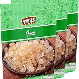 Exotes Gond Katira 600 Grams ( 3 X 200 Grams) | Tragacanth Gum Crystals | Kathila Gum | High Cooling Properties | 100% Natural | Badam Gond for Smoothies & Falooda Summer Drinks 600 Grams ( 3 X 200 Grams)-image-66