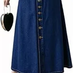 tripursundari fashion Navy Blue A-Line Maxi Denim Woman Skirt-picture-34