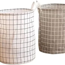 Laundry Bag 45 L Set of 2 | Foldable Round Laundry Basket with Handles | Waterproof, Durable, Space-Saving Clothes Storage Hamper for Home, Bedroom & Bathroom (Set of 2, 45 L Each) image 1