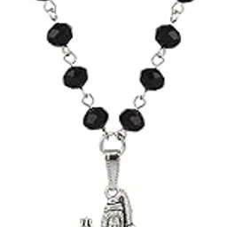 Hindu Religious Shiv-Shankar Silver Stainless Steel Pendant Chain For all Men and Women | Stylish & Fancy Neckpiece for All Ocassion | Black-image-58