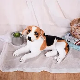 Tickles Laying Beagle Dog Soft Stuffed Plush Animal Toy for Kids Boys & Girls Birthday Gifts (Color: White & Brown Size: 80 cm)-picture-15