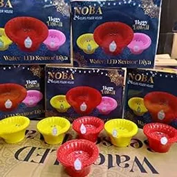 Water LED Sensor Diya | Pack of 6 | Automatic On/Off in Water | Decorative Festival LED Diya for Diwali, Pooja & Home Decoration (Multicolor – Red, Yellow, Pink)-image-1