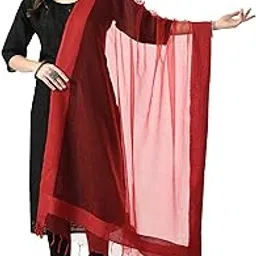 a r silk Women's Maroon Organza Cotton Solid Regular Dupatta-picture-48