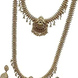 KGR Splash arumbu Design Gold Plated Long Haram, Necklace & Earrings-picture-14
