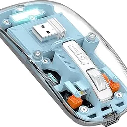 Wireless Bluetooth5.1&2.4G Mini Lightweight Mouse,Transparent Clear Cool,Rechargeable Silent Computer Mice,Nano USB C Receiver,LED Ba-ttery Magic Silm for Office/PC/Mac/Laptop/Apple/ipad(Blue)-image-87