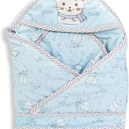 Mee Mee 100% Soft Cotton Hooded Baby Wrapper Cum Warmer, Blanket with Hood for New Born Baby 0 to 6 Months (Blue-Teddy Print)-picture-27