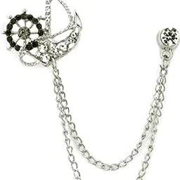 knighthood Anchor With Wheel And Hanging Tassel Chain Collar Pin Brooch, Suit Stud, Shirt Studs, Lapel Pin Accessories for Men Women-picture-18