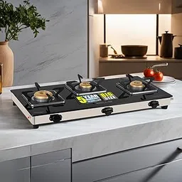 iBELL AGS 8413 Star 3-Burner Gas Stove with Auto Ignition – Low gas consumption, Premium Square Model, durable 7 mm toughened glass top, and a spacious body (77 x 38 x 5 cm) (Black)-picture-13