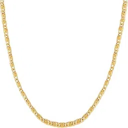 shree ju ™ Stylish and Exclusive Attractive Flat Fisher Pattern Design Golden Brass Chain Necklace Gold Plated Fashionable Jewellery For Men and Boys-picture-49