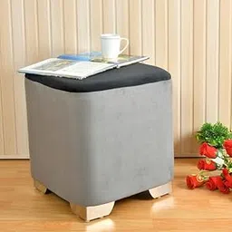 Basket Villa Durable & Decorative Pouffe Ottoman Sitting Square Stool for Living Room Stools Puffy Footrest Pouf Foot Stools for Office Home Decor pouffes Foot Stool 16x16x18 Inch,Grey-image-3