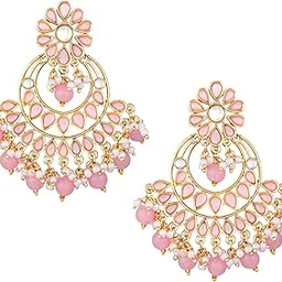 peora Gold Plated Studded Chandbali Dangle Fashion Earrings for Women-picture-43