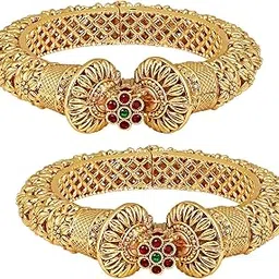 peora Gold Plated Openable Kadaa Bangle Traditional Jewelry Set Gift for Women-picture-56