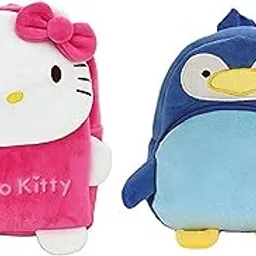 blue tree Kids School Bag Soft Plush Backpack Cartoon Bags Mini Travel Bag for for Girls Boys Toddler Baby Hello Kitty & penguin-picture-41