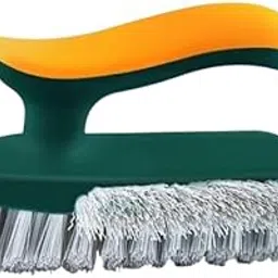 4 in 1 Scrub Brush with Squeegee, Bathroom Cleaning Brushes Pack of 1, Yellow, Plastic image 1